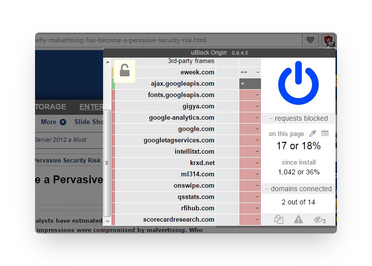 uBlock Origin расширение