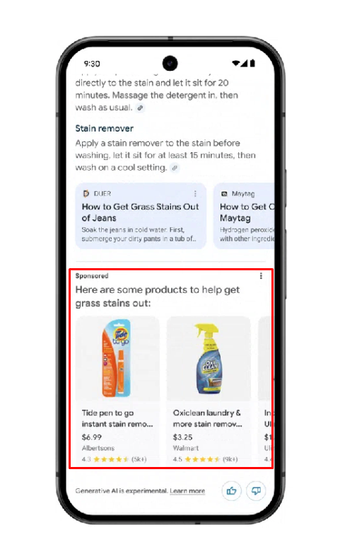 реклама в AI Overview от Google
