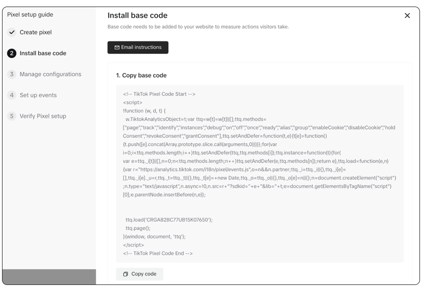 код пикселя TikTok