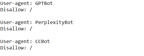 запрещающие директивы в роботс для ИИ-ботов